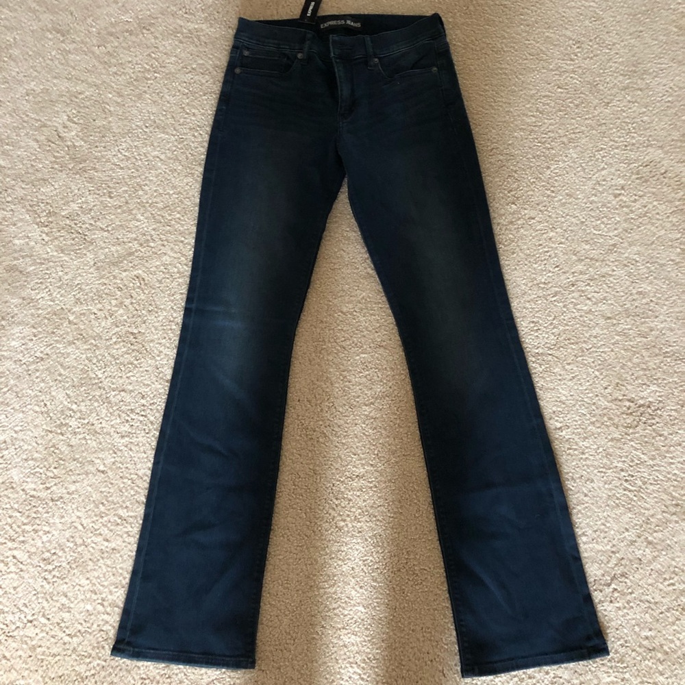 Express barely boot mid rise jeans, blue,size 4